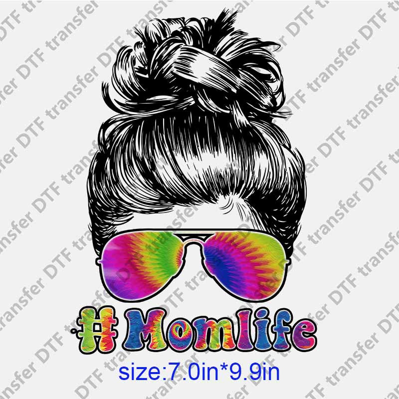 Messy bun girl with sunglasses Mama momlife DTF transfer NO.1243
