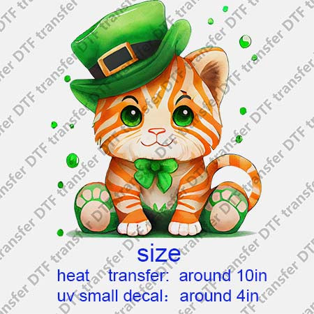 Patrick's Day Cat DTF Transfer/UV DTF Small decal STP.076