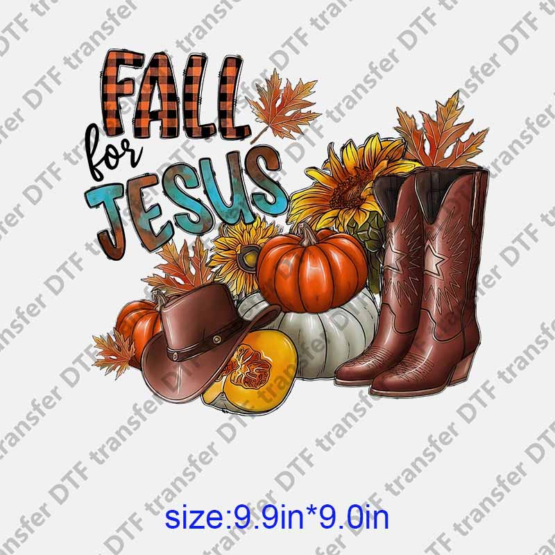 Thanksgiving Day boots pumpkin hat sunflowers DTF transfer NO.1241