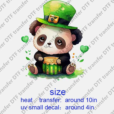 Patrick's Day Panda DTF Transfer/UV DTF Small decal STP.068