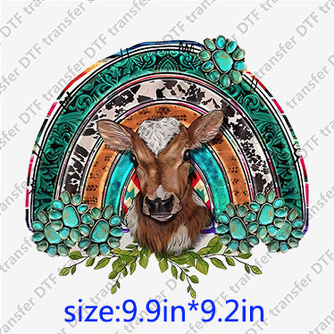 Cow hefer rainbow Animal DTF transfer ANM.061