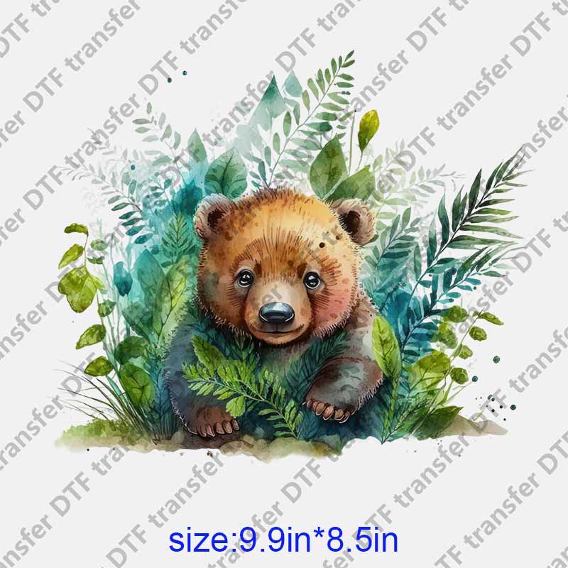 Animal bear leaves DTF transfer NO.1203