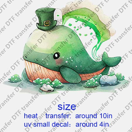 Patrick's Day Whale DTF Transfer/UV DTF Small decal STP.070