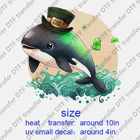 Patrick's Day Whale DTF Transfer/UV DTF Small decal STP.071