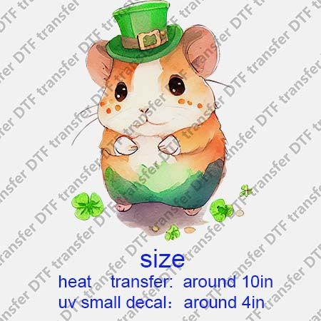 Patrick's Day Hamster DTF Transfer/UV DTF Small decal STP.082