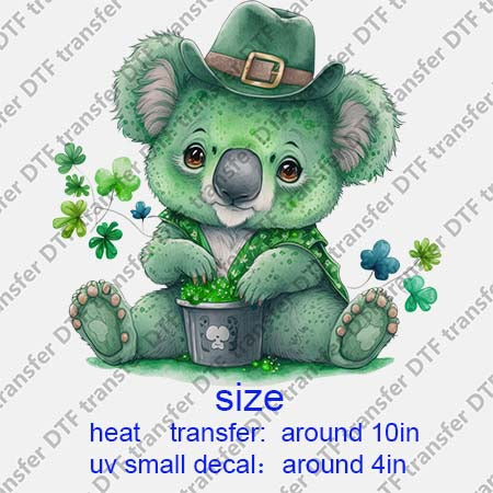 Patrick's Day Koala DTF Transfer/UV DTF Small decal STP.081