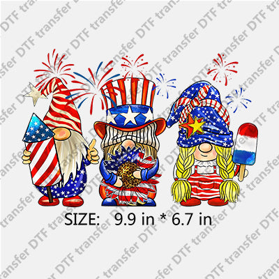 3 Dwarfs Stars-and-Stripes with Firework Sunflower Popsicle Independence Day DTF Transfers IDPDD.046