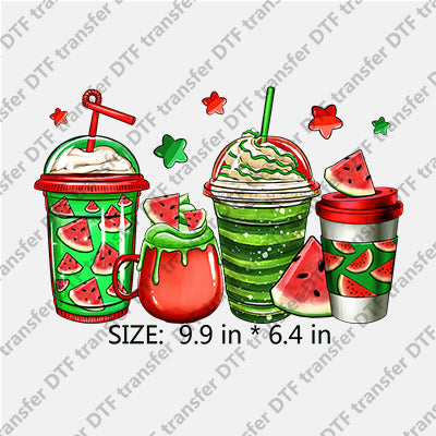 4 Cups with Ice cream & Watermelon Summer DTF Transfers SMM.032