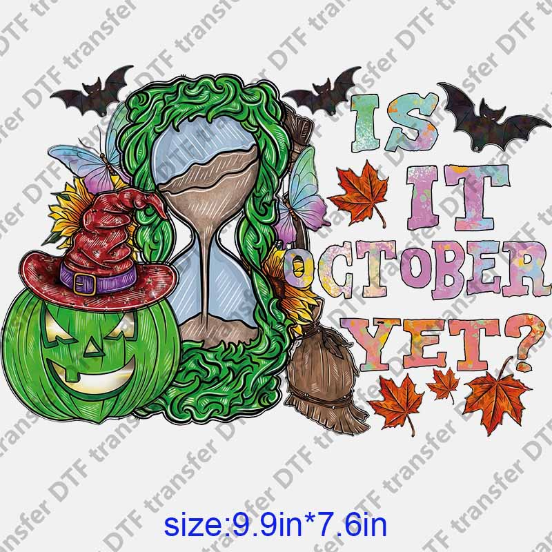 Halloween green pumpkin bats butterflies DTF transfer NO.1230
