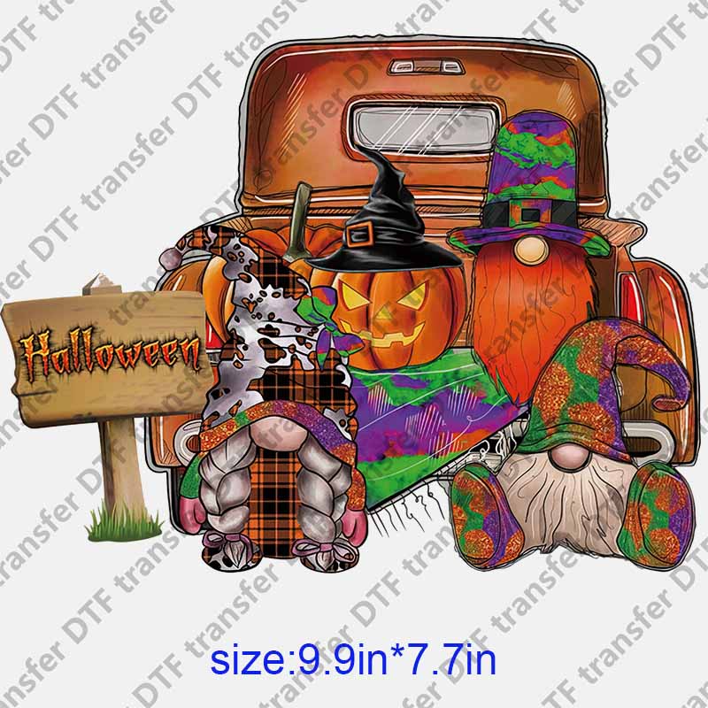 Halloween gnome car pumpkin DTF transfer NO.1237