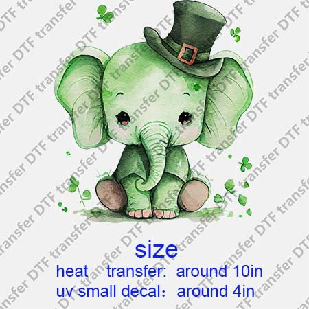 Patrick's Day Elephant DTF Transfer/UV DTF Small decal STP.075