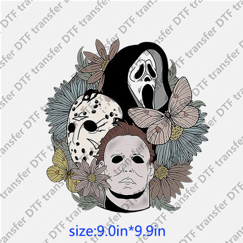 Horrible man ghost flowers butterfly halloween DTF transfer HR.058