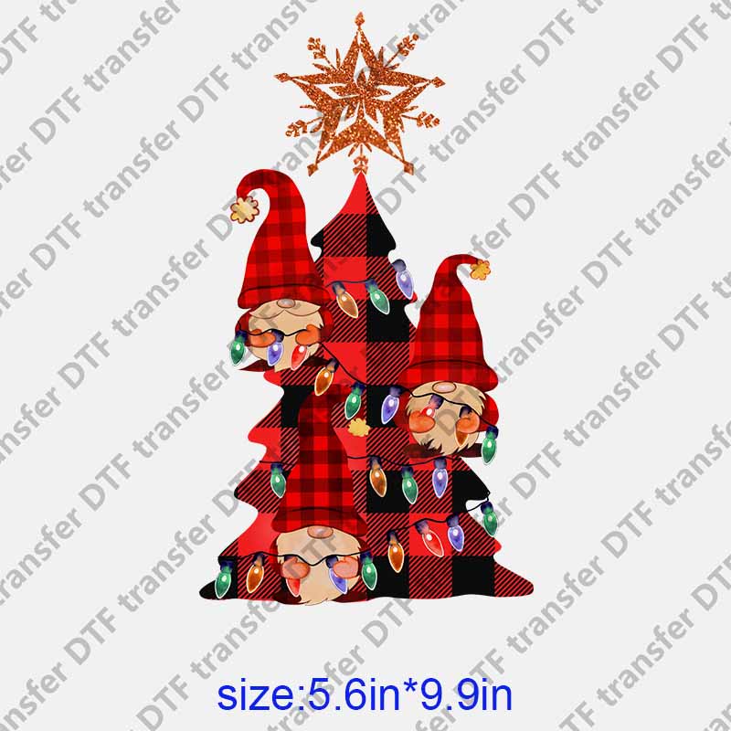 Christmas gnome Christmas tree DTF transfer NO.1162