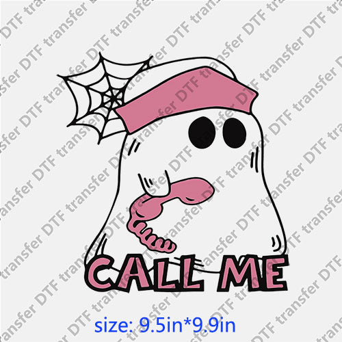Horrible ghost net call me halloween DTF transfer HR.061