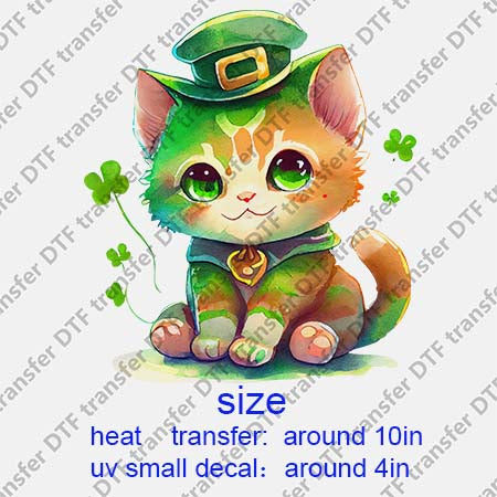 Patrick's Day Cat DTF Transfer/UV DTF Small decal STP.065