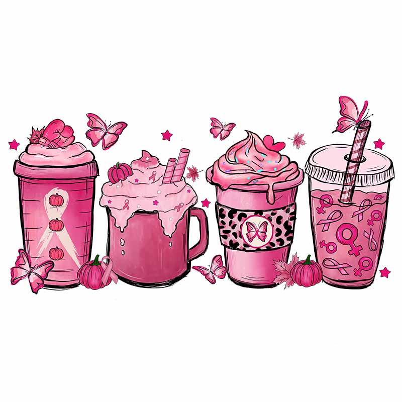 Pink Caring Breast Cancer 16 OZ UV DTF Cup Wraps