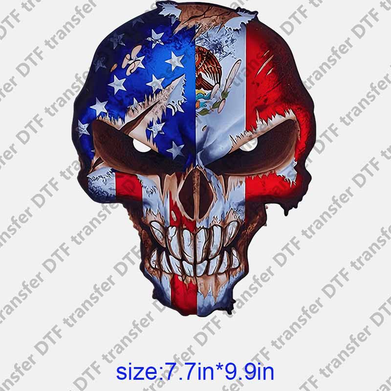 Skeleton skull head America flg DTF transfer NO.1079
