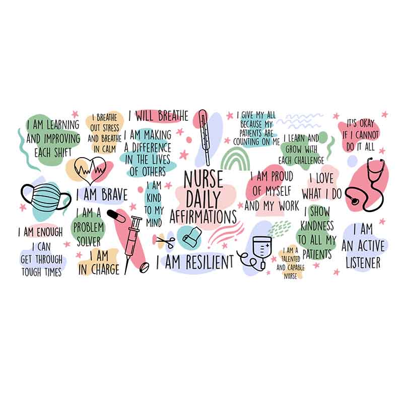 Nurse Life Hardworking Caring 16oz UV DTF Cup Wraps