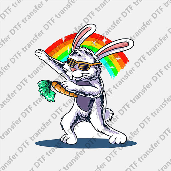 Easter Rainbow Dancing Bunny DTF transfers ET.063