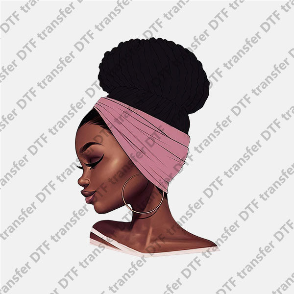 Pink Turban Pretty Black Girl transfers NO.1018