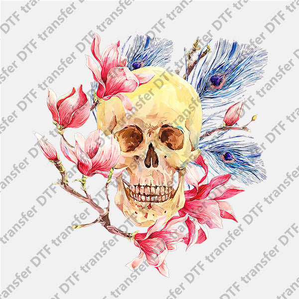 Halloween Peach Blossom Skull DTF transfers NO.972