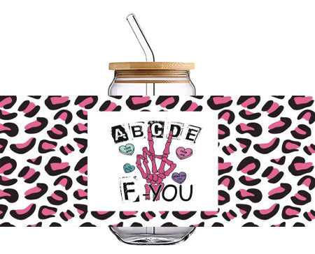 Skeleton Hand ABCDEF You 16 OZ Glass Cup UV DTF Wraps
UV-047