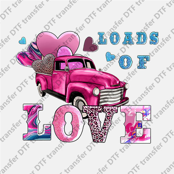 Valentine's Day Pink Truck Love DTF transfers VLT.017