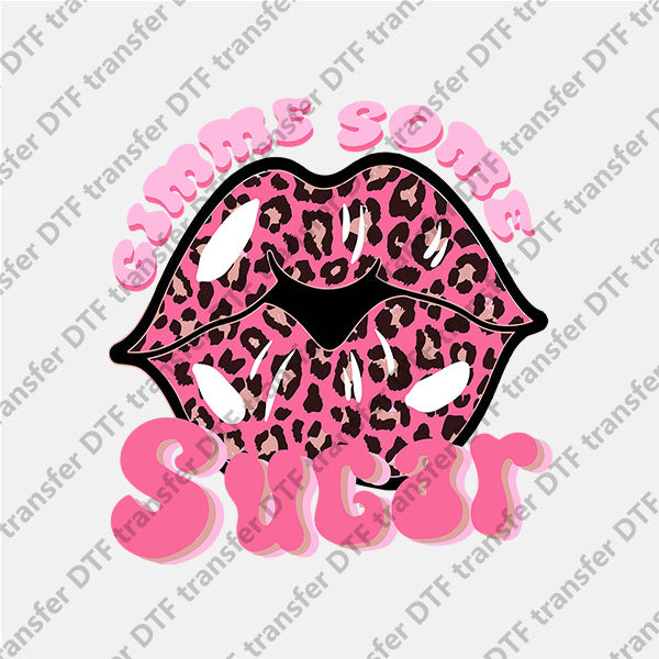 Valentine's Day Pink Leopard Lips DTF transfers VLT.038