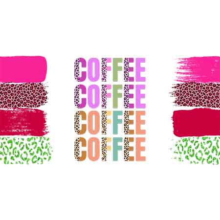 Coffee Cups Letters 16oz UV DTF Cup Wraps