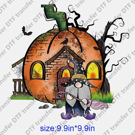 Halloween gnome pumpkin DTF transfer NO.1221