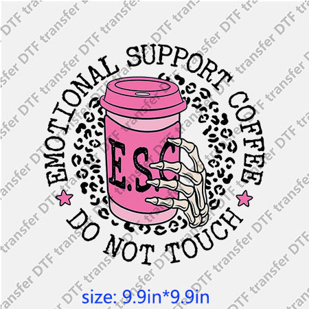 Cup Emotional supprt ESC skull coffee DTF Transfer COFFEE-014