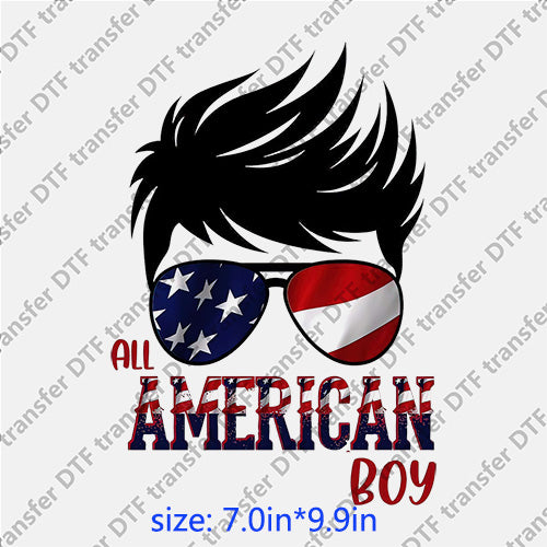 All american boy USA flag glasses DTF transfer MB.028