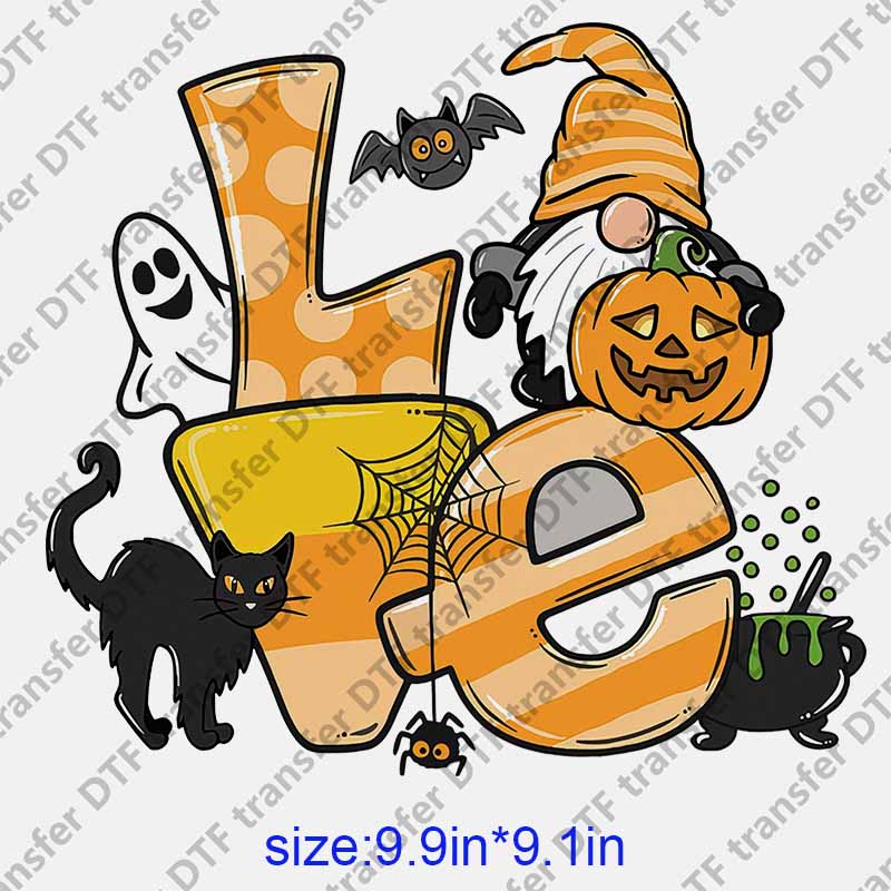 Halloween letters LOVE cat ghost bat DTF transfer NO.1217