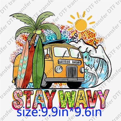 Stay away bus Palm-tree  surfboard Summer DTF Transfers SMM.081