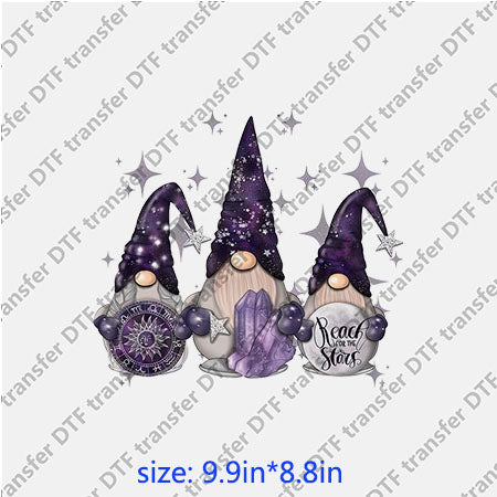 Purple crystal Gonk gnomies Chirstmas girl DTF Transfer DWF.031