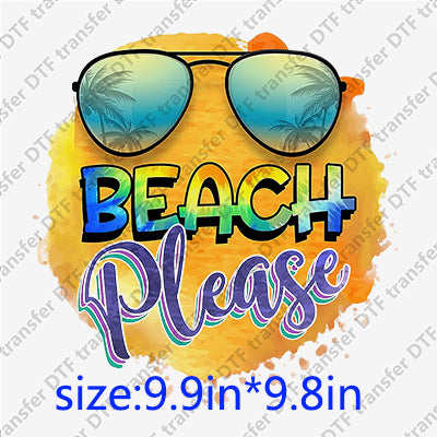 Beach please Sunglasses Palm-tree Summer DTF Transfers SMM.067