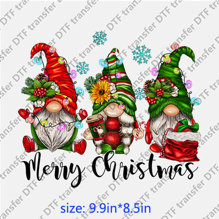 3 Gonk gnomes Chirstmas xmas DTF Transfer DWF.005