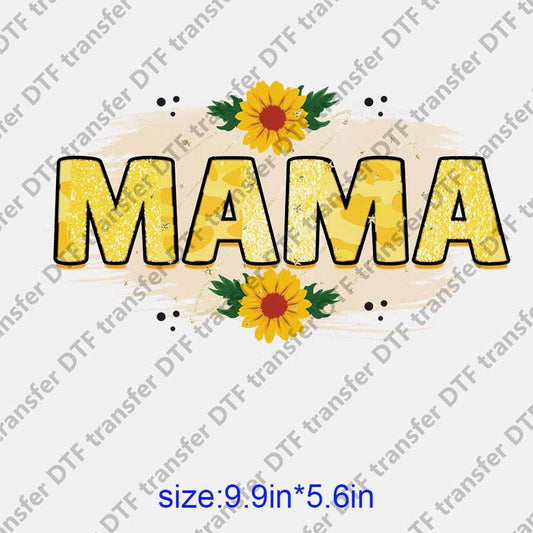 Mama momlife letters sunflower  DTF transfer NO.1297