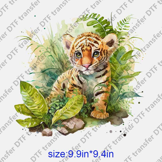 Animal little tiger leaves DTF transfer NO.1198