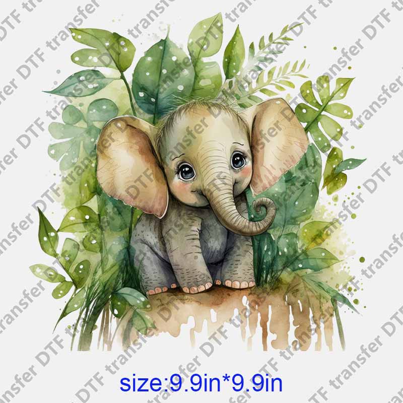 Animal sister elephant leaves   DTF transfer NO.1205