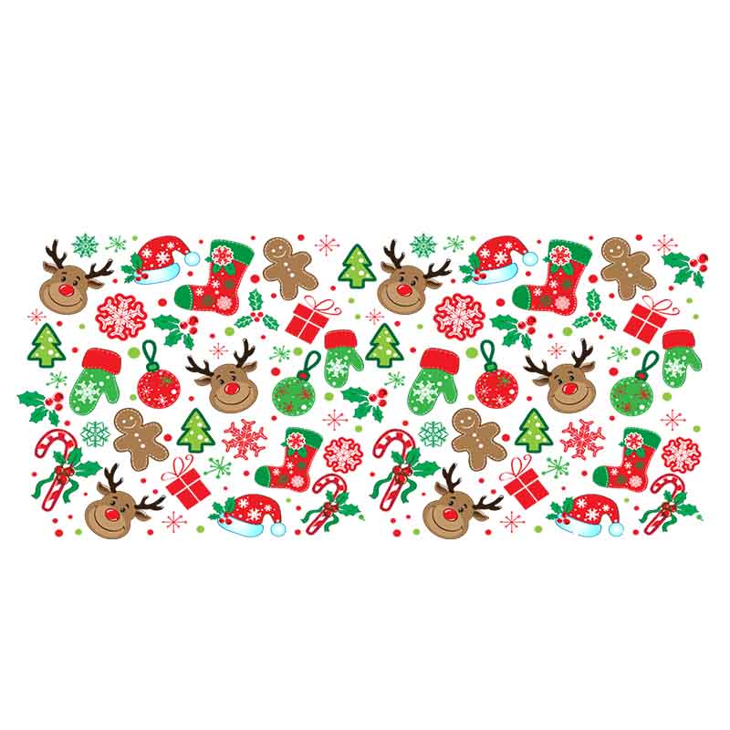 Christmas Merry Christmas Santa Claus Deer Christmas Tree 16oz UV DTF  Cup Wraps