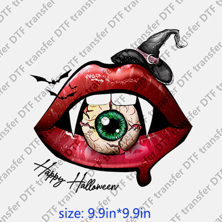 Color skull bat Horrible halloween lips DTF transfer Lips.031