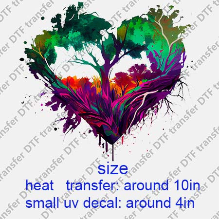 Scenery Heart Tree DTF Transfer/UV DTF Small decal HOFT.005