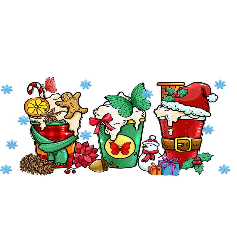 Christmas Merry Christmas Santa Claus Deer Christmas Tree 16oz UV DTF  Cup Wraps