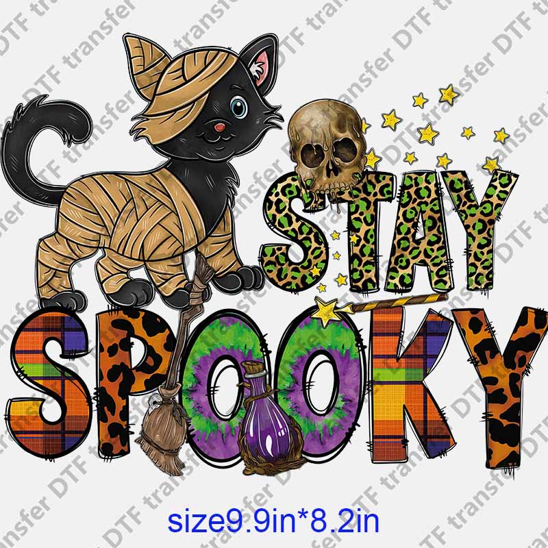 Halloween creepy cats STAY SPOOKY  DTF transfer NO.1229