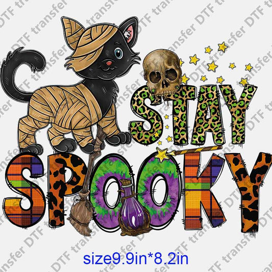 Halloween creepy cats STAY SPOOKY  DTF transfer NO.1229