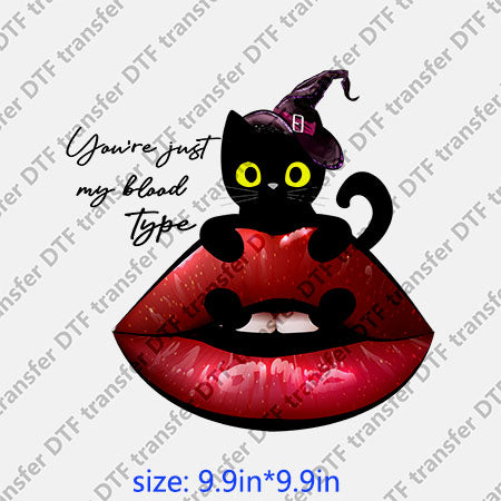 Color skull bat Horrible halloween lips DTF transfer Lips.040