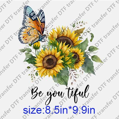 Butterfly and  Flowers DTF transfer BTF.047