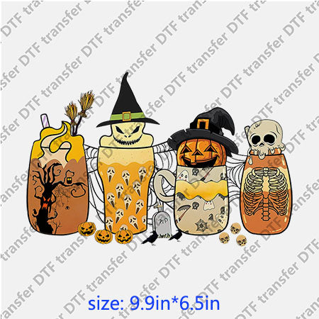 Horrible ghost cups bat pumpkin skull witch halloween DTF transfer HR.085