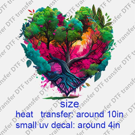 Scenery Heart Tree DTF Transfer/UV DTF Small decal HOFT.008